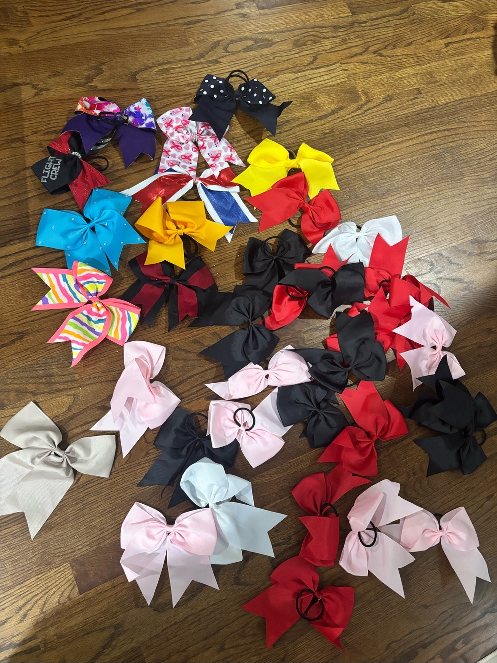 Lot of 36 Hair Bows Cheer Bows Sparkly  Multicolor For Cheerleading Dance